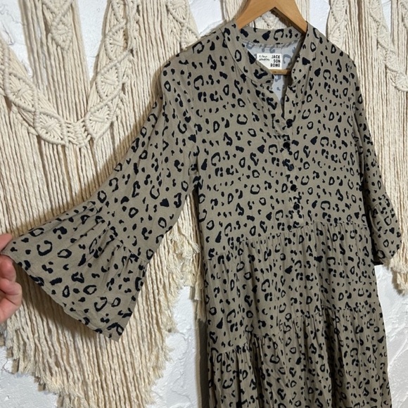 Jackson Rowe Malad Leopard Print Boho Chic Mini Dress Relaxed Fit Womens size XS - Picture 7 of 11